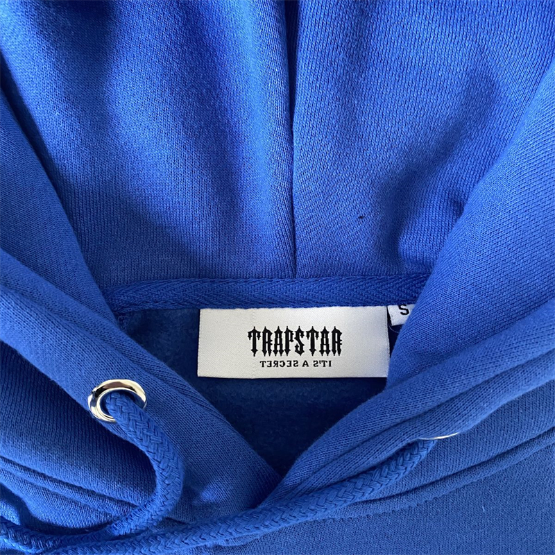 2023 Спортивные костюмы Повседневный мужской комплект Trapstar Синель с расшифровкой Уличная одежда Спортивный костюм с капюшоном Яркий ослепительный синий белый вышитый модный дизайн