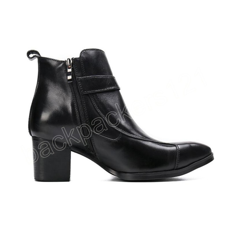 Роскошные модные высокие каблуки формальные мужчины сапоги черные подлинные кожаные дизайнерские дизайнер