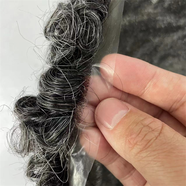 16mm Curl Grey Color Brazilian Virgin Human Hair Replacement 8x10 Knoted Hair Full PU Toupee Skin Unit for Black Men Fast Express Delivery