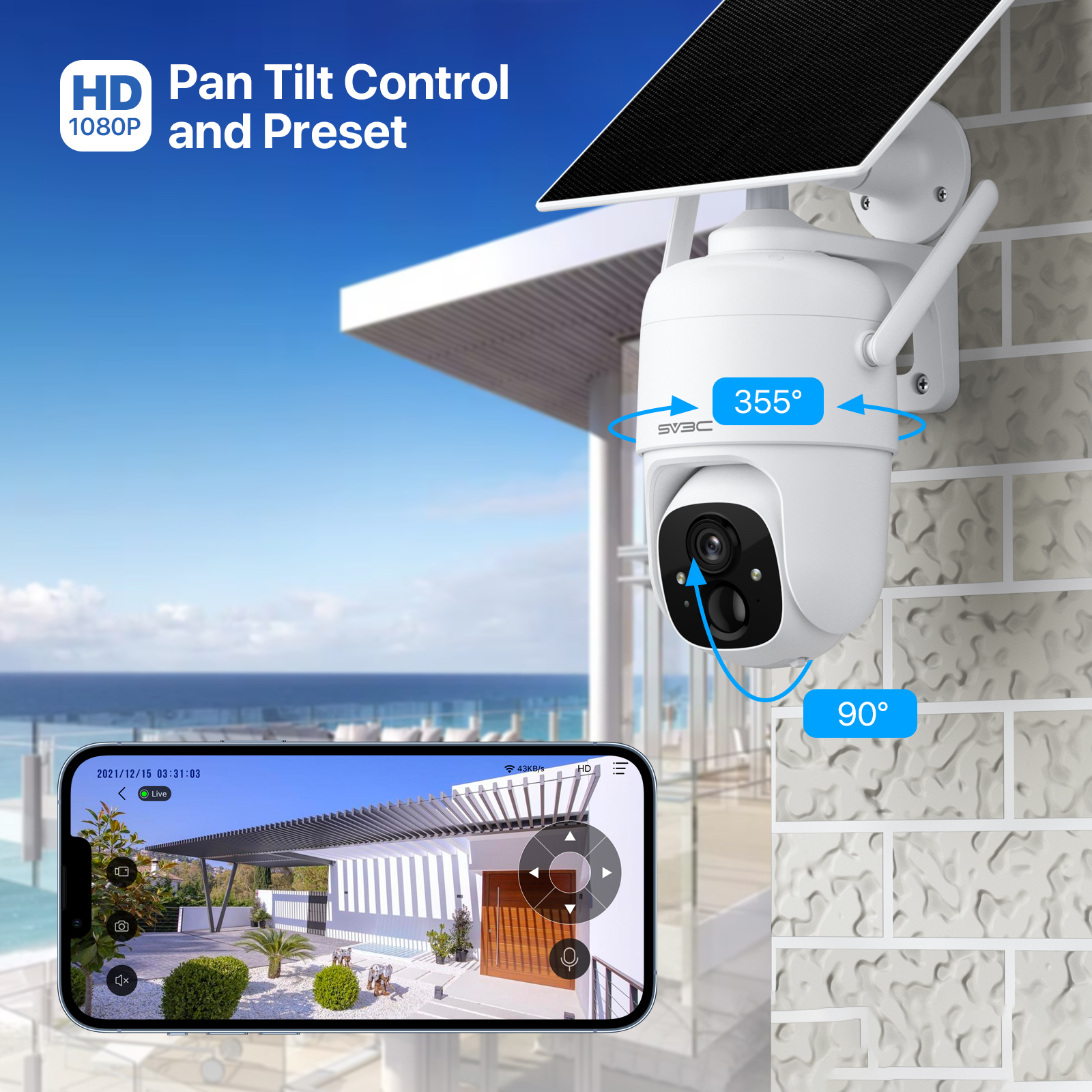 Câmera IP Câmera Solar Wi -Fi Outdoor SV3C 1080p Vigilância sem fio com painel CCTV O ano de armazenamento em nuvem gratuito 221108