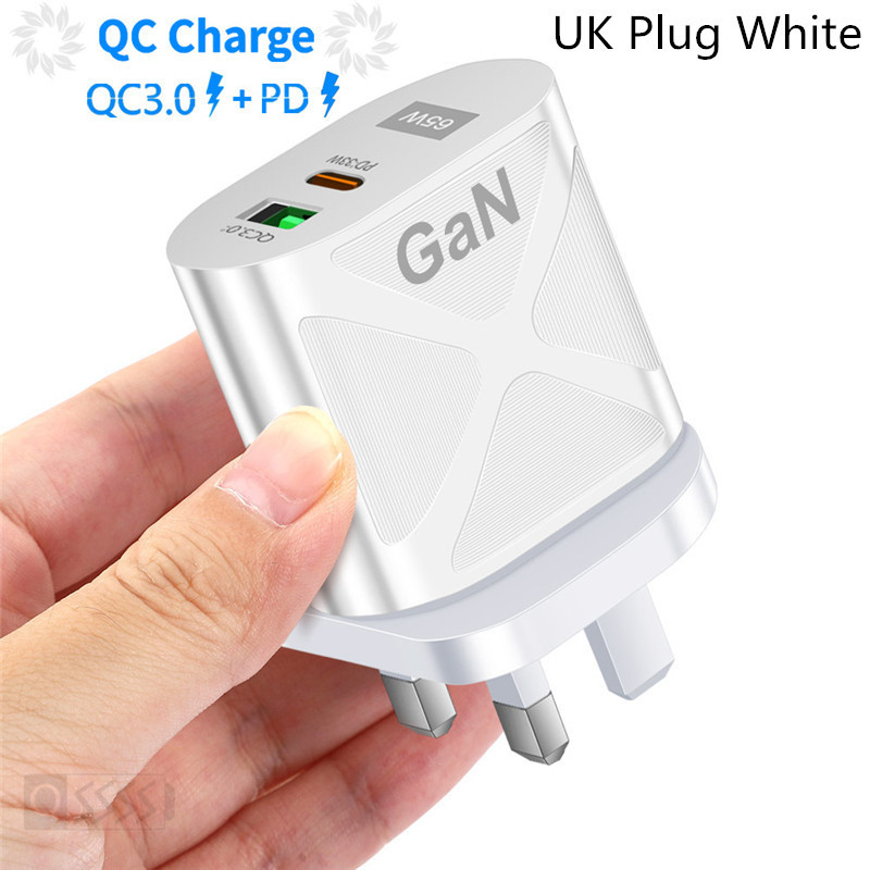 Chargeurs de téléphone portable d'origine 65W 2 Ports USB chargeur Charge rapide ue US UK prise adaptateur voyage charge universelle