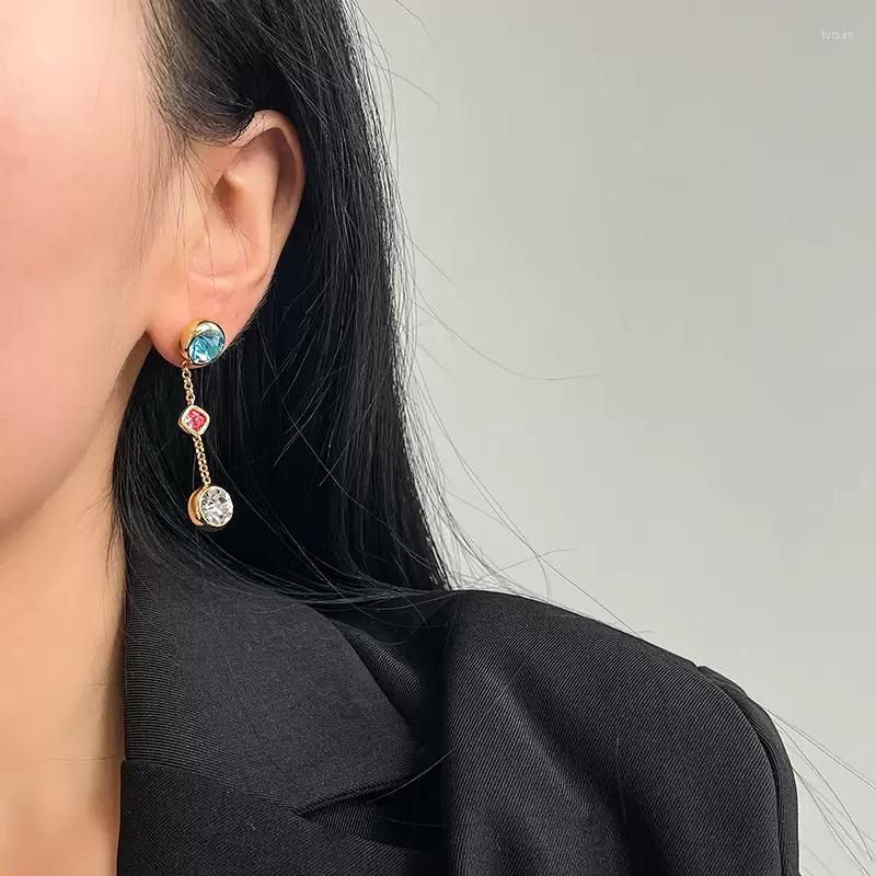 Dangle Earrings Niche Design Ins Style Stud Medium and Long Gemstone Personyor Retro Trend Fashion Jewelry Accessories289s