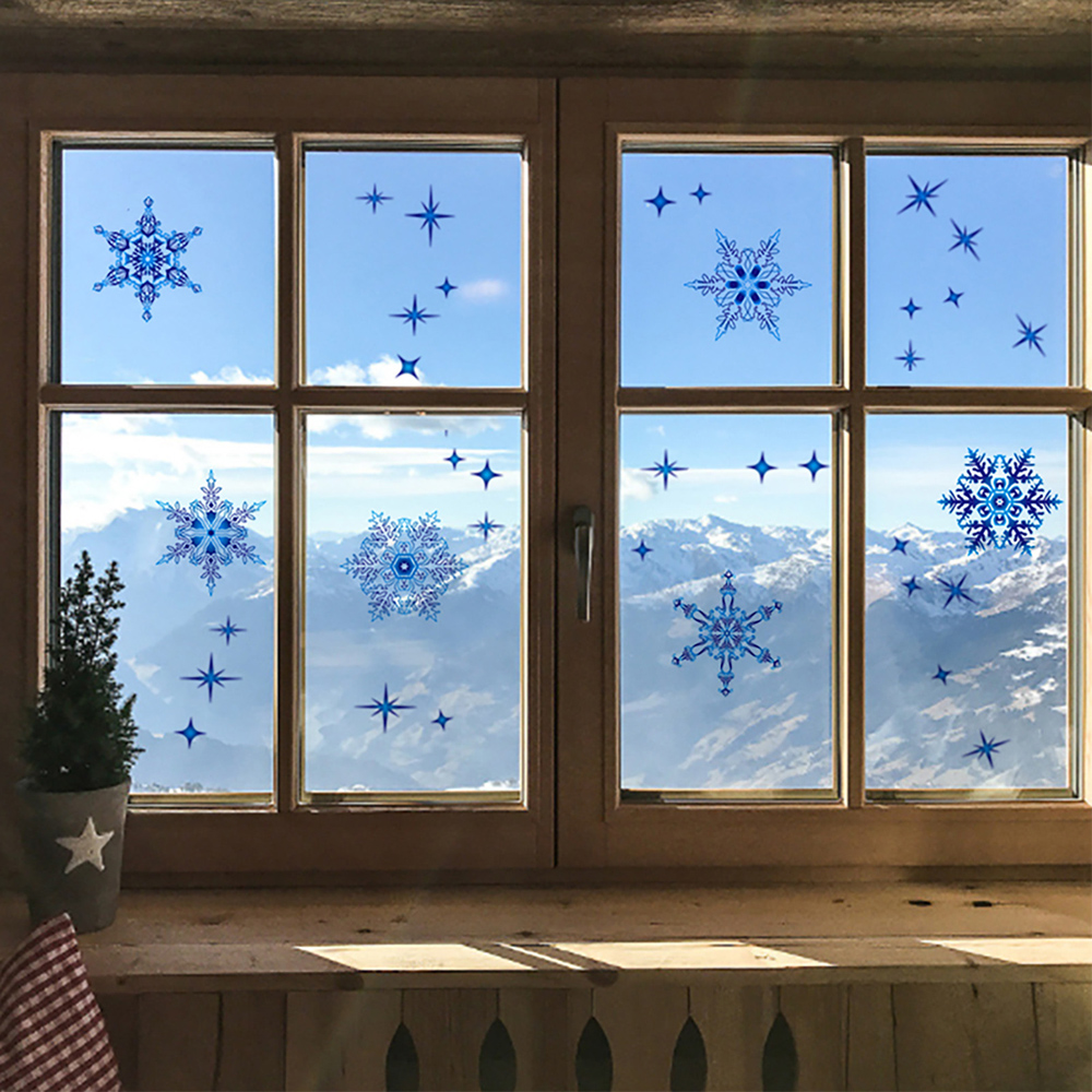 Adornos navideños, pegatina de cristal para ventana, pegatinas de pared de copo de nieve de alce, pegatinas de habitación para niños, Año Nuevo, Navidad