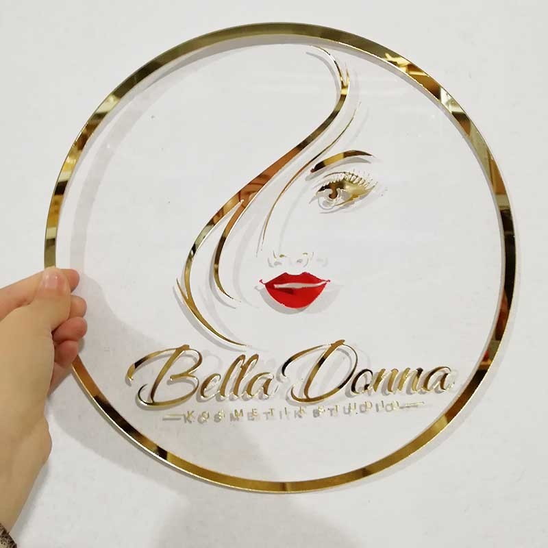 Decorazioni natalizie Nome personalizzato del negozio di bellezza Specchio personalizzato Oro acrilico Baby shower Segno Decorazioni feste 221109