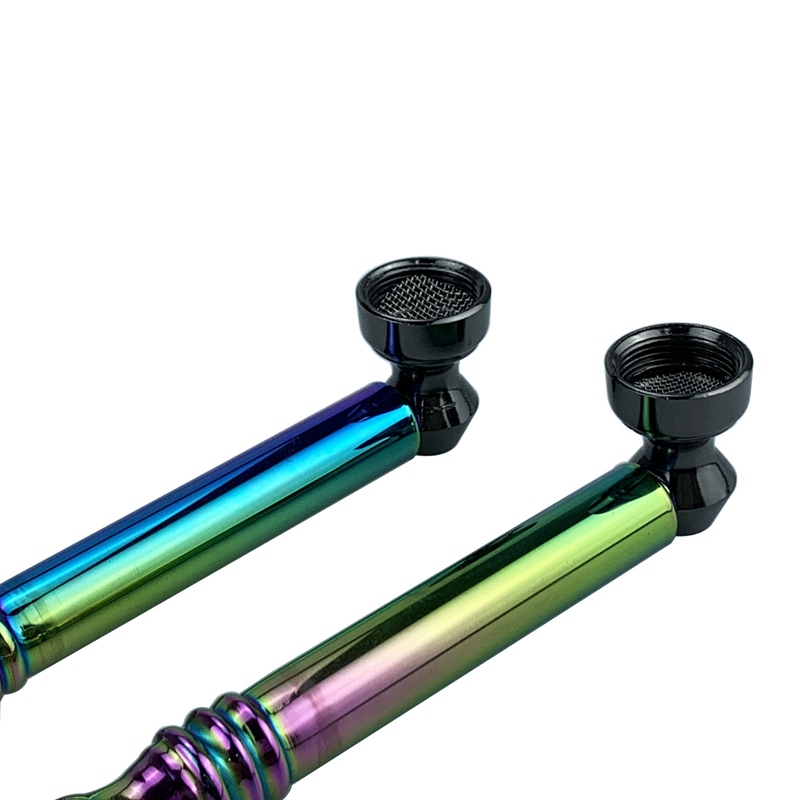 Cool Rainbow Tubi di vetro spesso Filtro a schermo d'argento Ciotola di metallo tabacco a base di erbe Portatile Rimovibile Facile da pulire Tubo da fumo Handpipes Portasigarette DHL