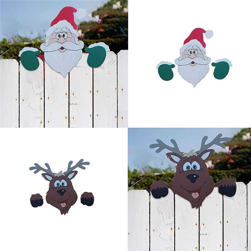 Christmas Decorations Peeker Sculpture Thief Hand Cut Indoor Out Yard Art Garden Fence Outdoor Ornament Wall Stick Sticker 221109