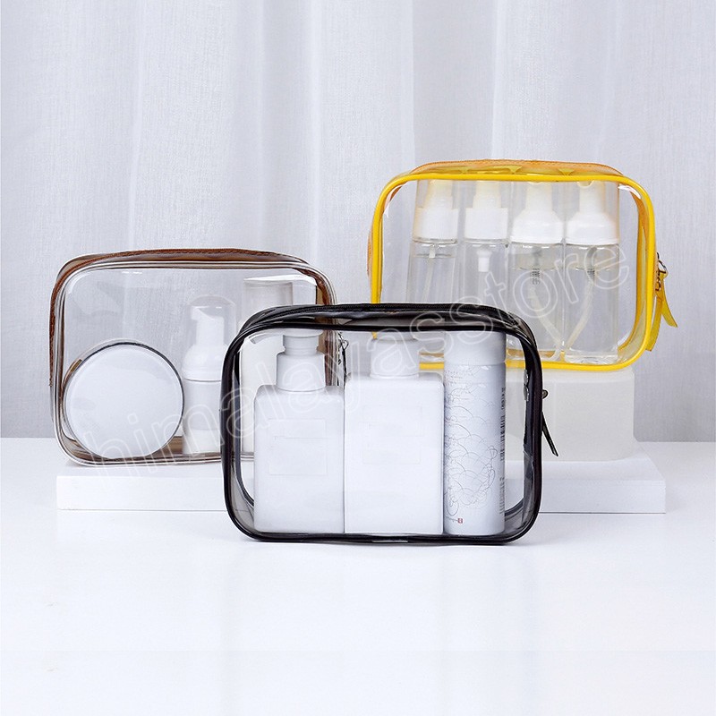 PVC Sac de maquillage transparent PVC Organisateur de voyage Transparent Sac de cosm￩tique Case de beaut￩ Sac de toilette Maling Up Sacs de lavage