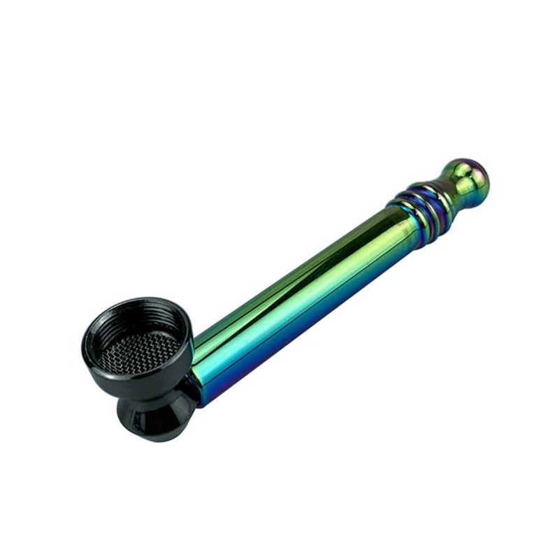 Cool Rainbow Tubi di vetro spesso Filtro a schermo d'argento Ciotola di metallo tabacco a base di erbe Portatile Rimovibile Facile da pulire Tubo da fumo Handpipes Portasigarette DHL