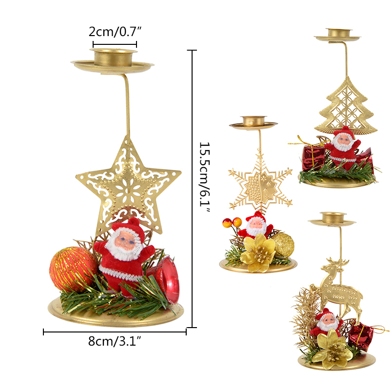 Kerzenhalter Santa Claus Snowflake Star Christmas Stick Eisen -Ornament Geschenk Desktop Metallhalter für Weihnachten Tischdekoration 221108