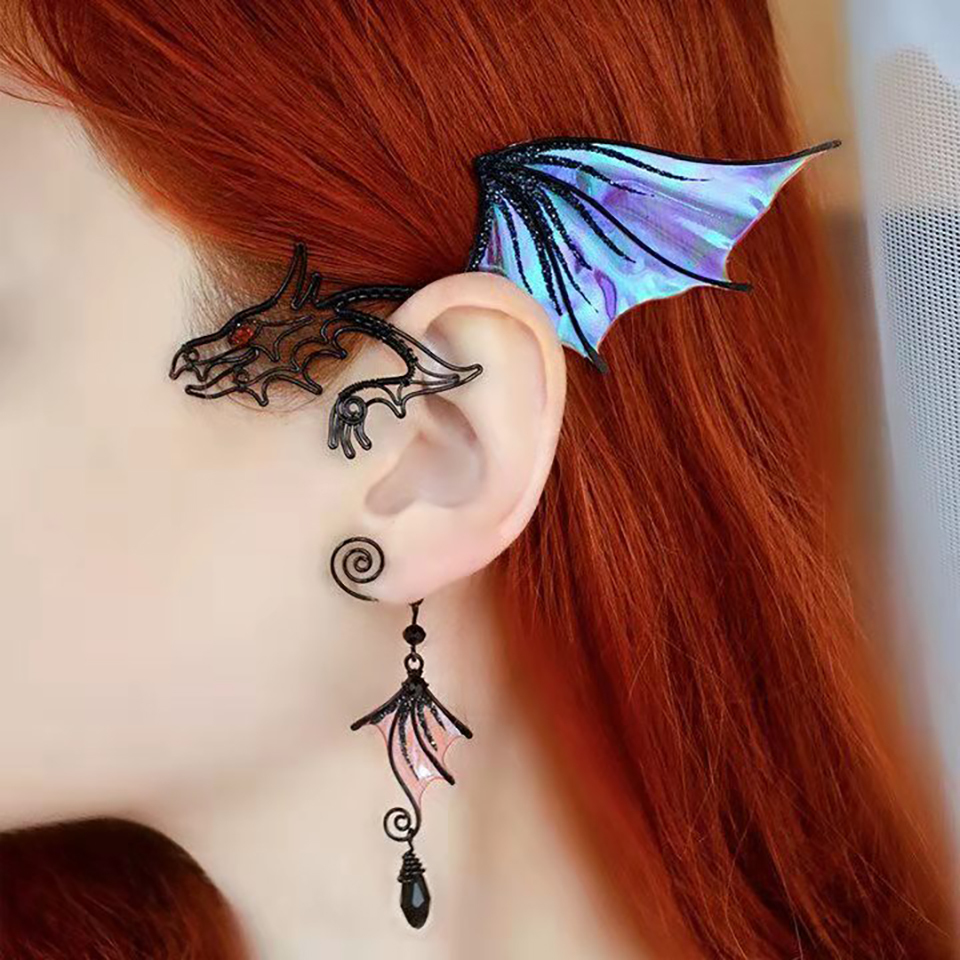 Ear Cuff Elf Cuffs Butterfly Clip Rings Hylsa hänge utan perforering Dragon Elven Cosplay Fairy Wrap Rings 2211081641914