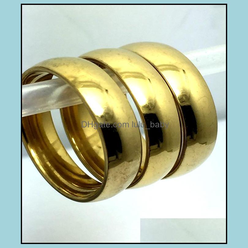 Bandringar Hela 30st 6mm Simple Band Gold 316L Bröllopsengagemang Rostfritt stålringar smycken Finger Ring Comfort Drop Deli300C