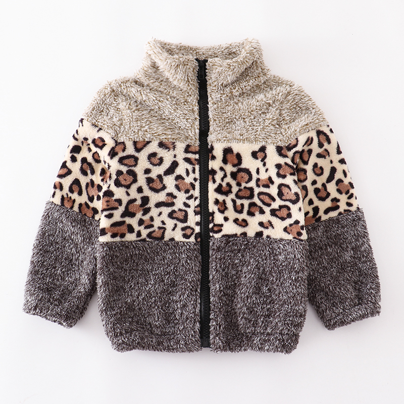 Gilet Girlymax automne/hiver tenues à manches longues bébé filles manteau à glissière vache léopard polaire vêtements enfants Top Boutique enfants vêtements 221109