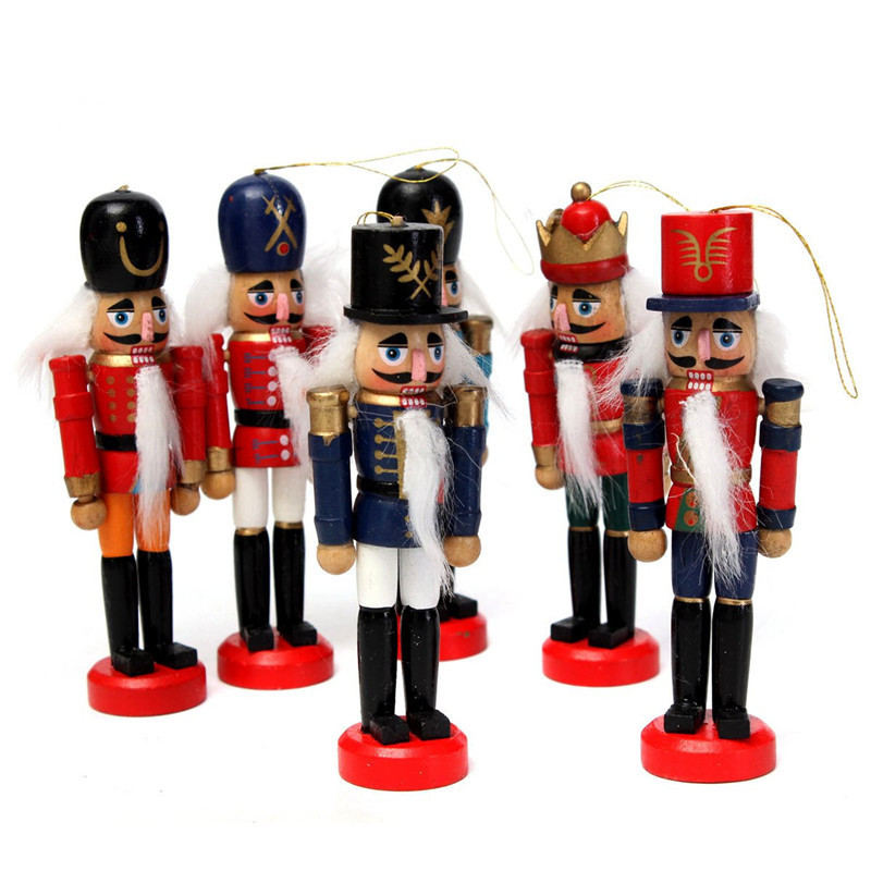 Weihnachtsdekorationen 6 Stücke Holz Nussknacker Puppe Soldat Miniaturfiguren Vintage Handwerk Puppe Jahr Ornamente Wohnkultur 221109