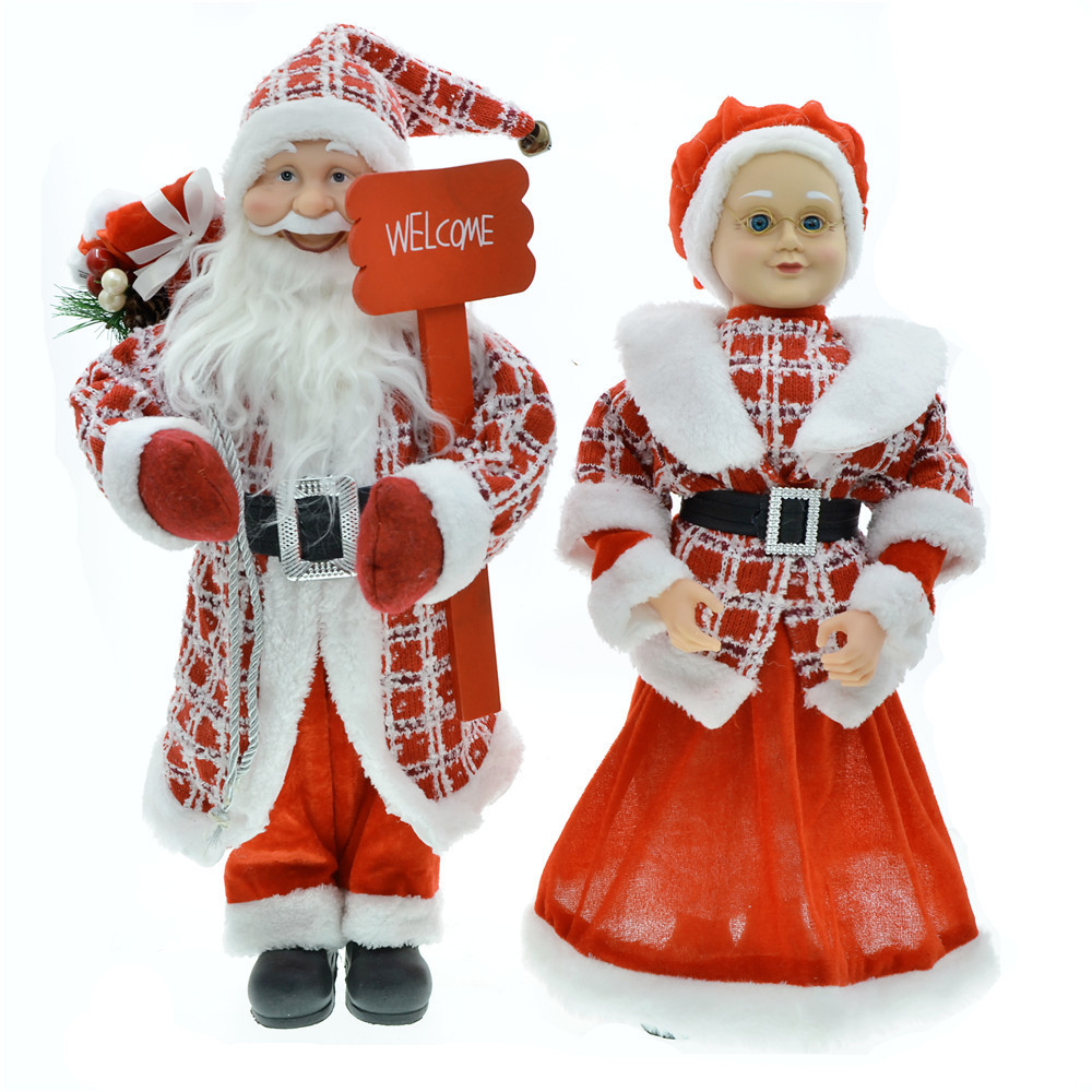 Juldekorationer År Santa Claus Doll Figur för tillbehör till heminredningar Navidad Tree Ornament 45 cm Big Standing Figur 2023 221109