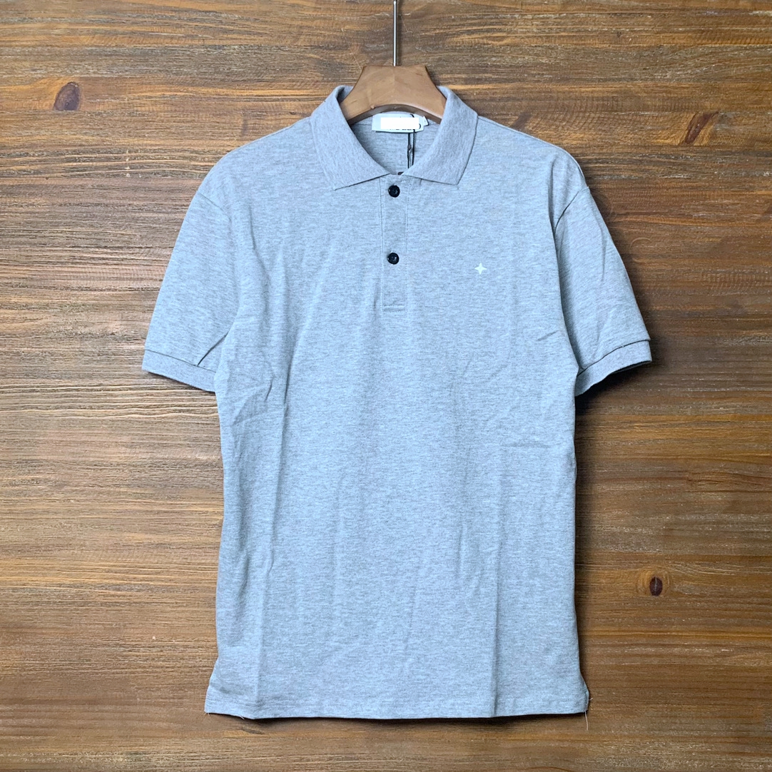 Marke Herren Polos T-Shirts STONE besticktes rundes Abzeichen-Logo ISLAND Baumwolle Casual Business Kurzarm klassisches Hemd 09
