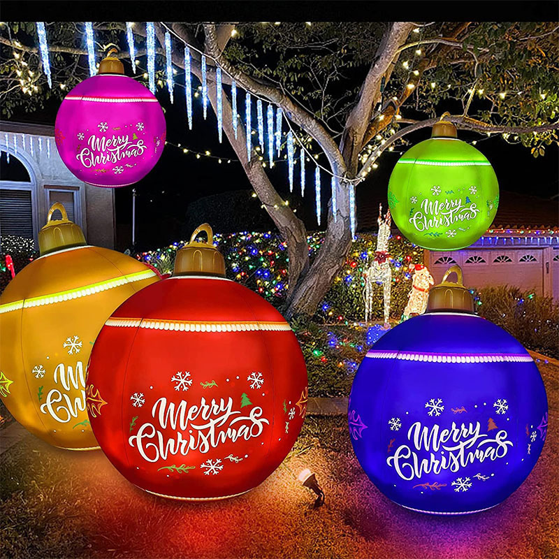 Decoraciones navideñas 2023 60 cm Bola decorada inflable al aire libre hecha PVC Luz gigante Resplandor grande S Árbol Juguete 221109
