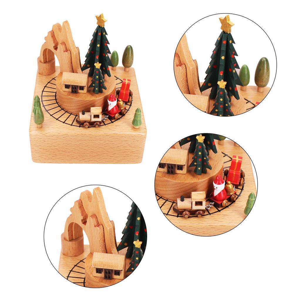 装飾的なオブジェクトの置物カルーセルミュージックボックス木製クリスマスオーナメントロータリートレインミュージカルホームデコレーションアクセサリー誕生日プレゼントバレンタイン '221108