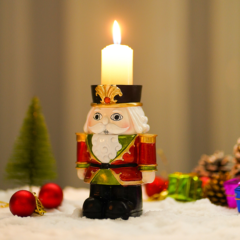 Candle Holders Nutcracker stick Christmas Decoration Desktop Home Ornament Holder Resin Crafts 221108