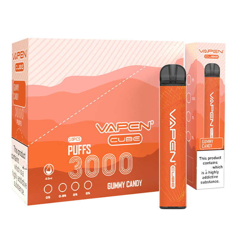 오리지널 vapen 큐브 3000puffs 일회용 vape 펜 0% 2% 5% NIC 장치 전자 E 담배 키트 8ml 용량 1000mAh 배터리 기화기 멀티 맛 대 퍼프 플렉스 EU