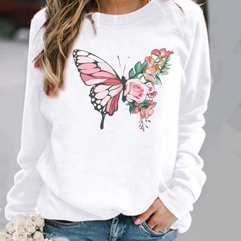 Bluzy bluzy damskie bluzy kwiat motyl Piękne damskie ubranie damskie damskie wiosna jesienna zima kobieta kobieta o-deterc Casual 221109