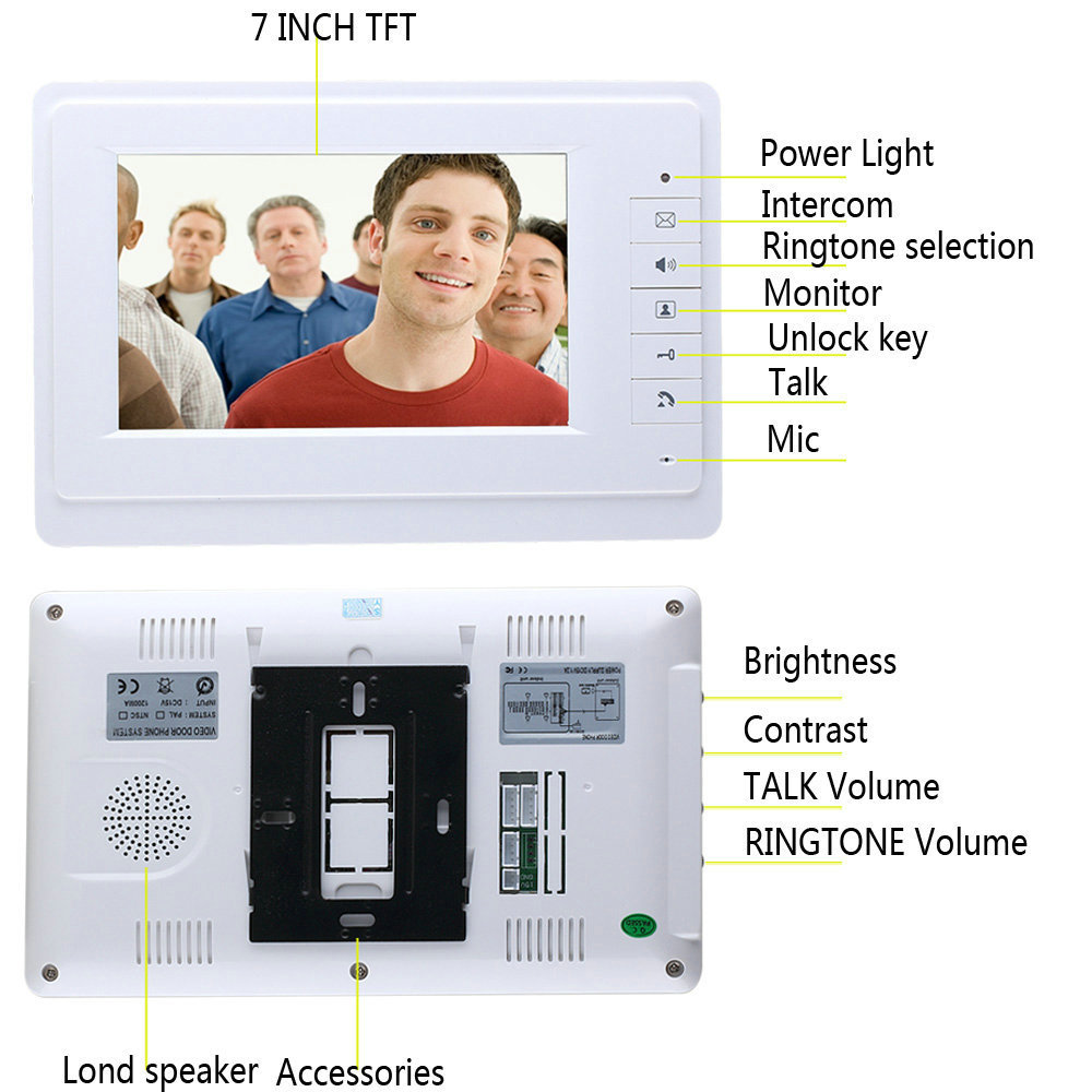 Türklingeln Video Intercom 7''Zoll Wired Phone Visuelle System Glocke Monitor Kamera Kit Für Home Security 221108