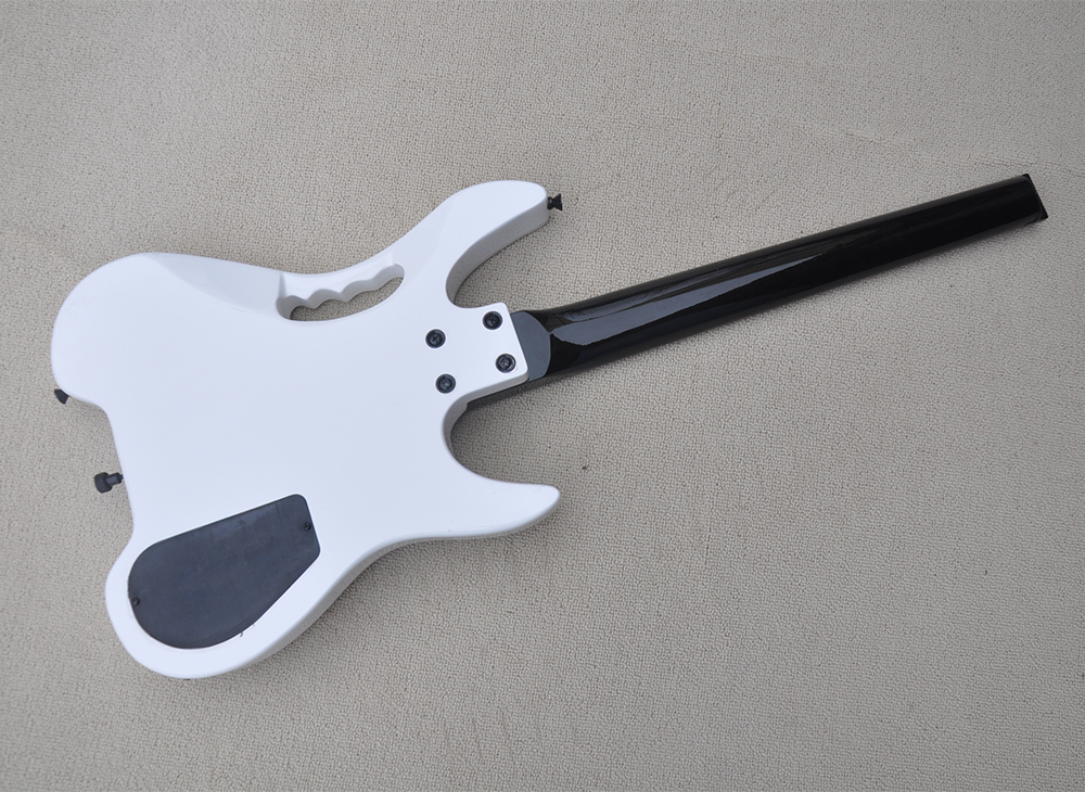 Guitare électrique sans tête blanche pour gaucher avec touche en palissandre Floyd Rose peut être personnalisée sur demande