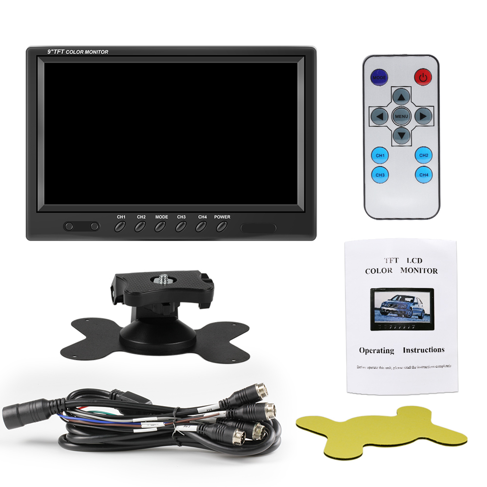 Monitor da 9 pollici TFT LCD a schermo diviso Quad Monitor Sorveglianza di sicurezza Poggiatesta auto Monitor retrovisore Parcheggio Sistema di telecamere retrovisione9661534