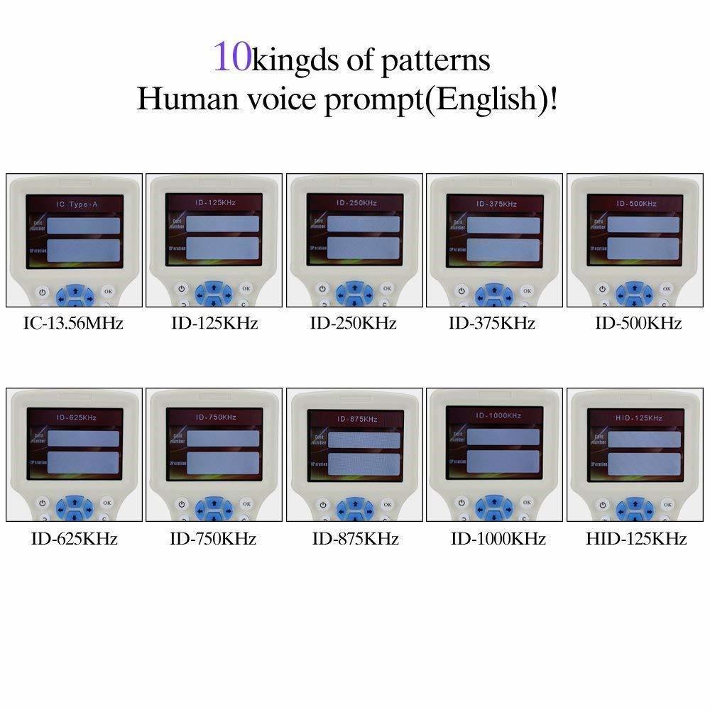 قارئ بطاقة التحكم في الوصول الإنجليزية 10 تردد RFID COPLIER DUPLICATOR ICID مع كابل USB لـ 125 كيلو هرتز 1356 ميجا هرتز LCD SC9577168