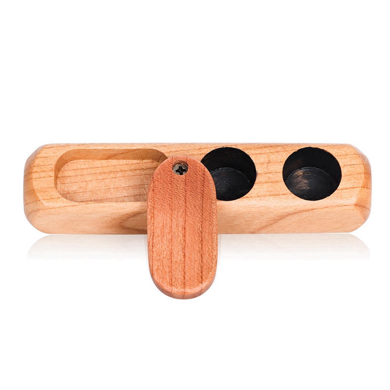 Natural Wooden Pipes Dry Herb Tobacco Storage Stash Case Rotating Spin Cover Handpipe Portable Filter Smoking Cigarette Holder Wood Handmade