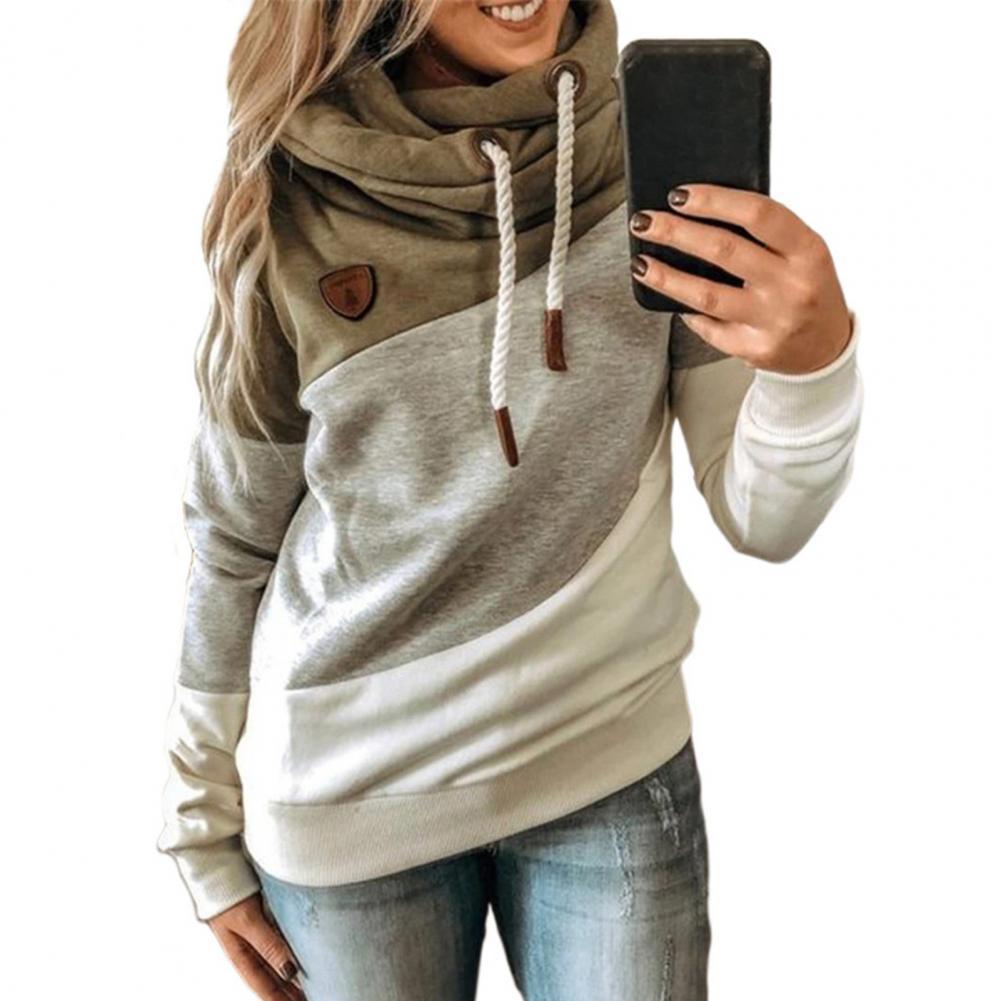 Sweats à capuche pour femmes Sweatshirts Femmes Automne Hiver Sweat à capuche Color Block Patchwork Manches longues Cordon Sweat à capuche pour un usage quotidien 221109