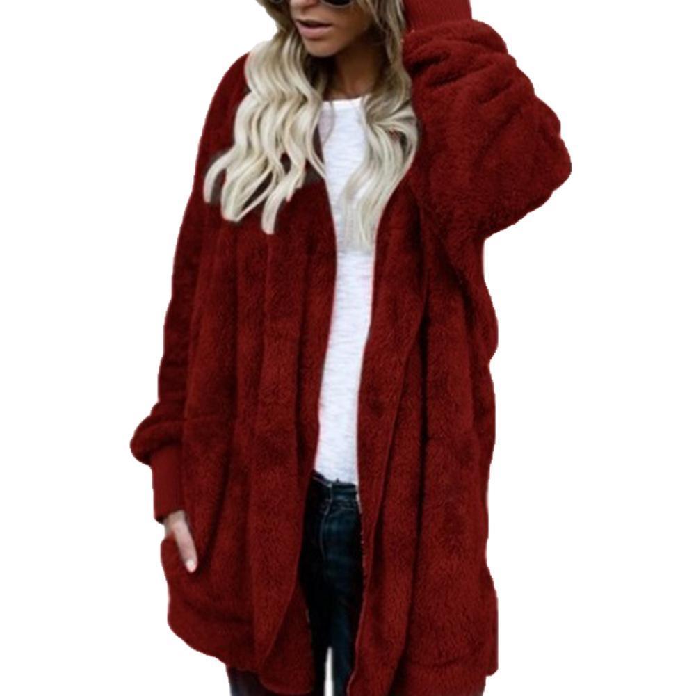 Kadın Ceketleri Moda Kış Sıcak Kadınlar Sahte Kürk Kapşonlu Ceket Hairry Hardigan Kürklü Outwea 221109