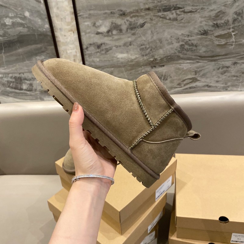 Botas Femininas Tasman para Neve Austrália Clássico Mini Botas Inverno Marrom Rena Cor Cinza Marrom Pêlo Cheio Lã Cetim Plataforma Tornozelo Designer uggs Botas Quentes