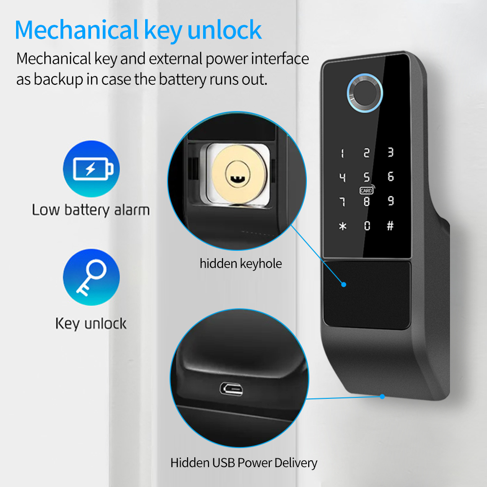 Serrure intelligente étanche Tuya Wifi porte mot de passe numérique Double face empreinte digitale jante électronique pour porte de fer extérieure 221108