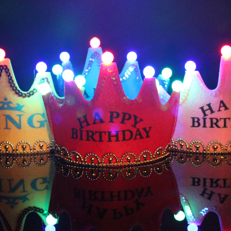 LED CROWN HAT COSPLAY COSPLAY King Princess Crown LED Happy Birthday CAP COLLULL Farmarling Headgear DH0958