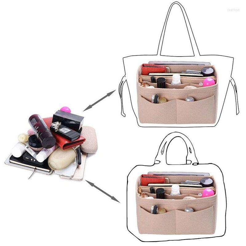 Bolsas de cosméticos vendendo a bolsa de bordas de feltro Organizador Bolsa portátil Fit para bolsa