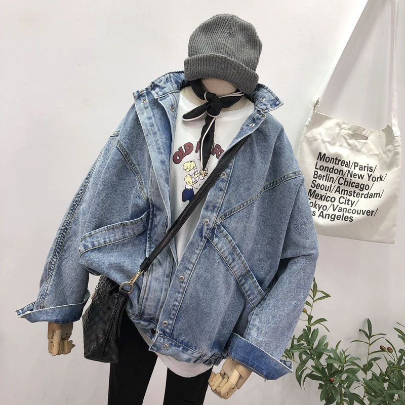 Jackets femininos Spring Autumn T Coat Logo Retro Denim Corean Versão Longa JK183 221109