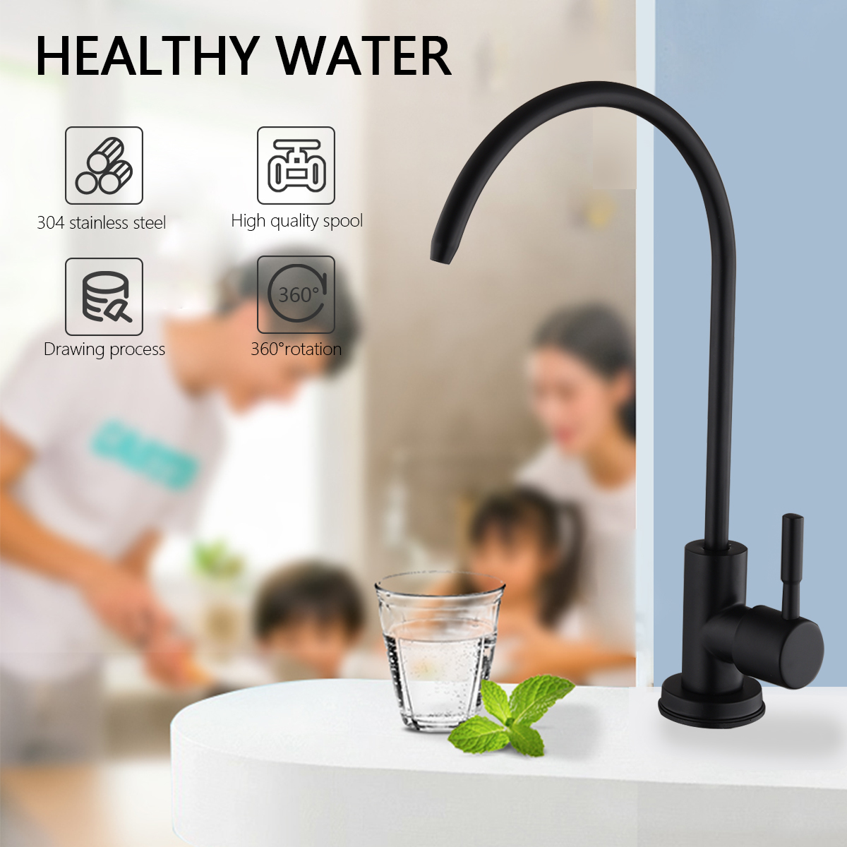 Kitchen Faucets Matte Black 1/4" Direct Drinking Tap RO Purify System Reverse Osmosis Sink Faucet Single Handle 221109