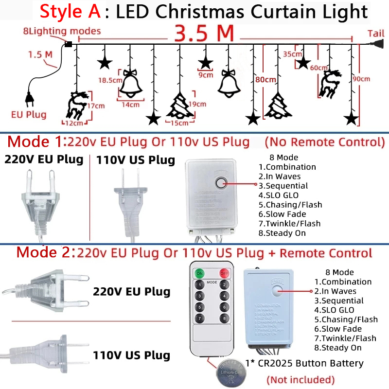 Noel Dekorasyonları 220V/110V Festoon String Hafta Peri Garland Perde S Dekor Ev Tatili 2023 Yıl Dekorasyon 221109