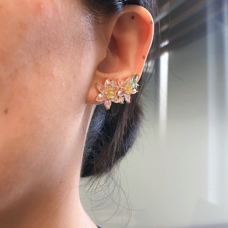 Mankiet uszy podwójne różowe klipsy na uszach z przekłuwaniem dla kobiet 2211082217044