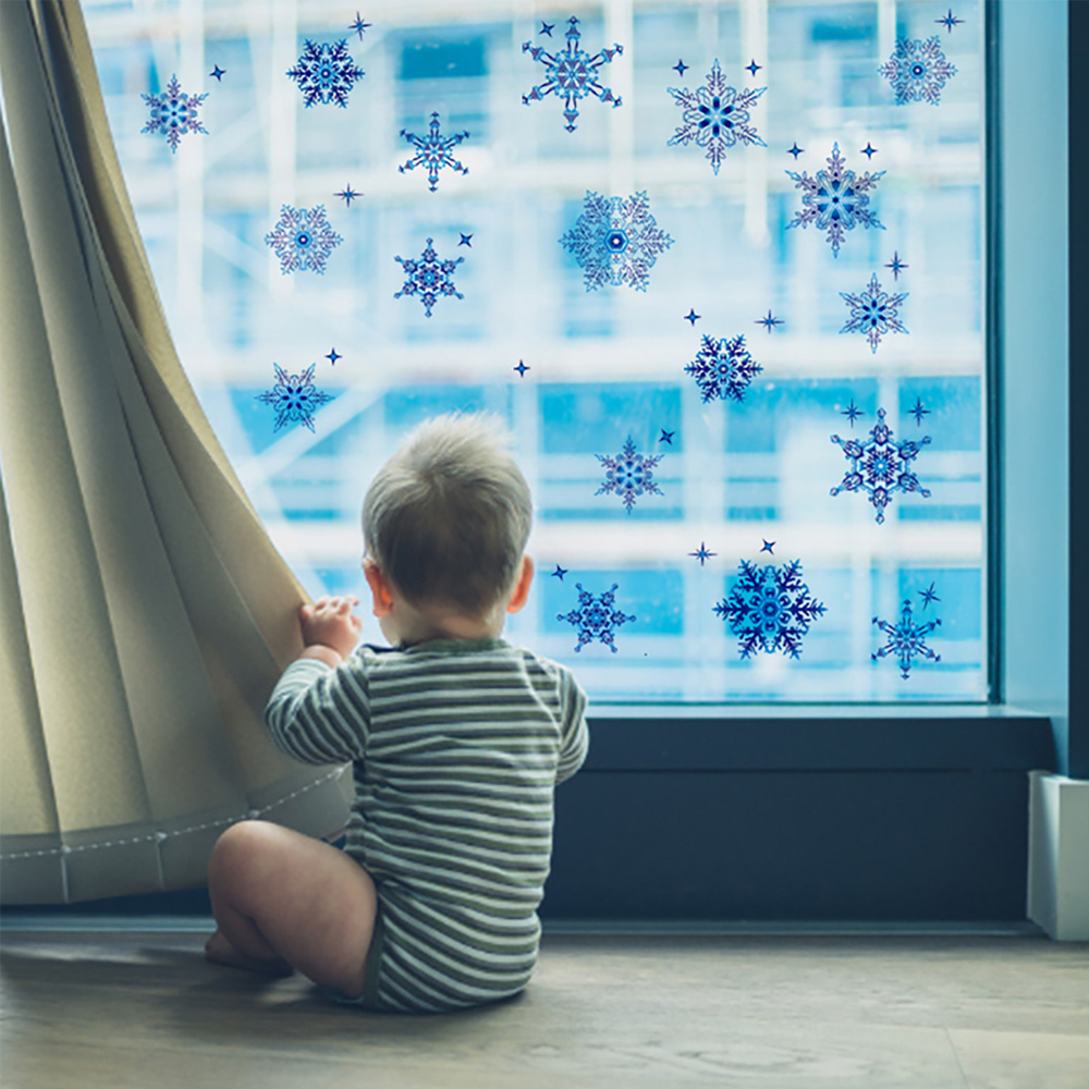 Décorations de noël fenêtre verre autocollant wapiti flocon de neige Stickers muraux maison enfants chambre décalcomanies nouvel an Navidad
