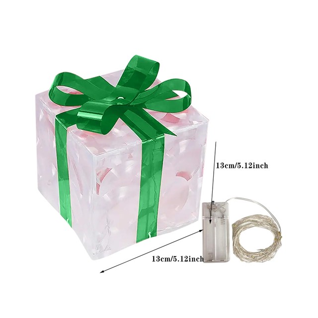 Weihnachten leuchtende Dekoration Geschenkbox Ornament mit Schleife Weihnachten Beleuchtung Boxen im Freien beleuchtete Party Desktop Ornament HH22-337