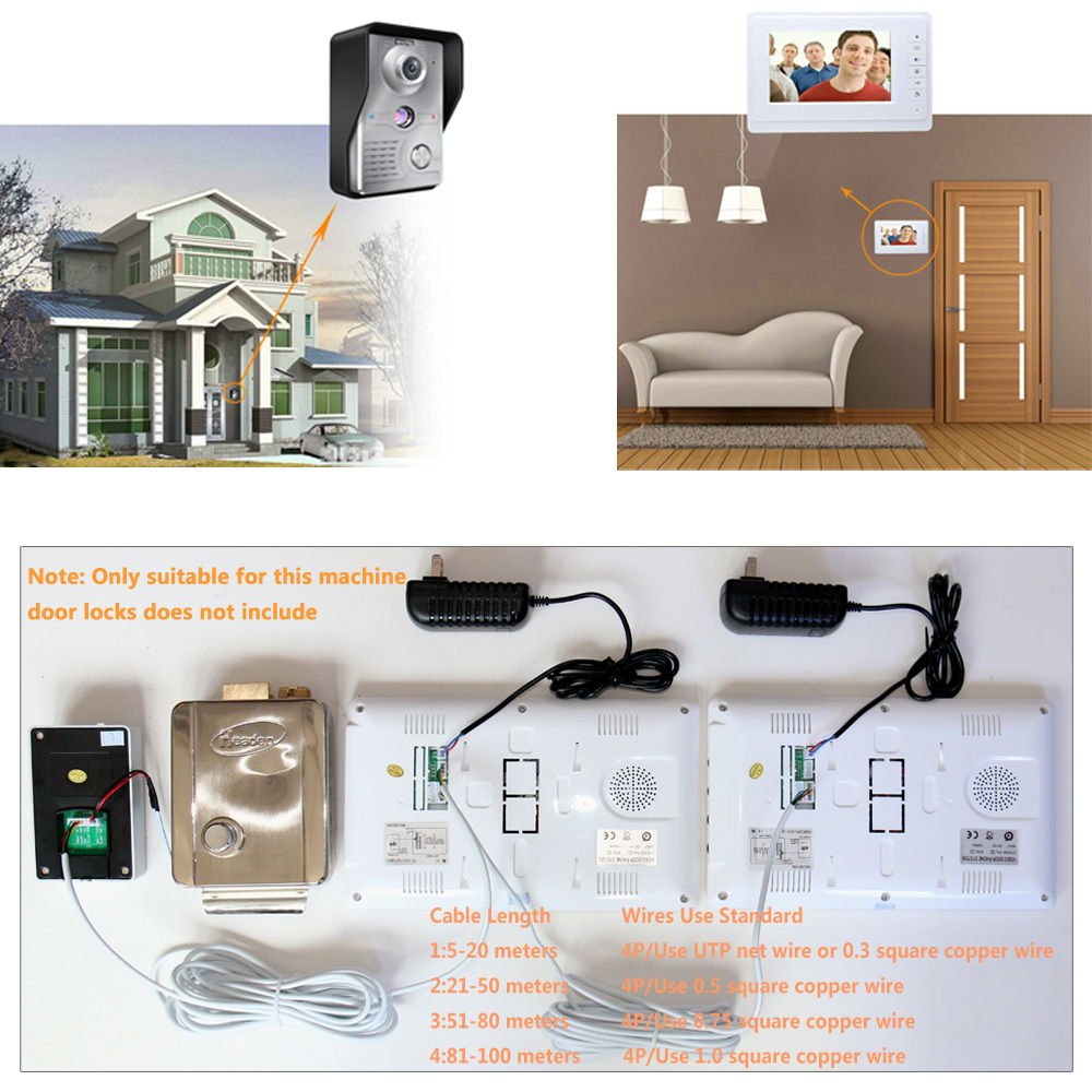 Türklingeln Video Intercom 7''Zoll Wired Phone Visuelle System Glocke Monitor Kamera Kit Für Home Security 221108