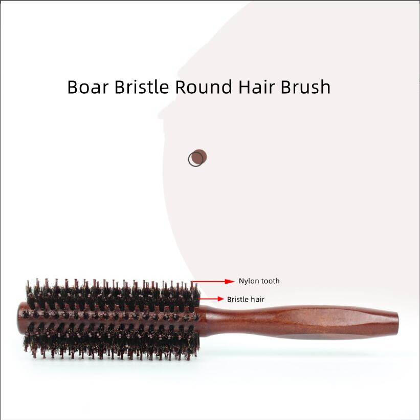 Doğal ahşap masaj saç fırçaları hava yastık saç tarakları dikdörtgen kürek ve bir pc boar bristle yuvarlak saç fırçası