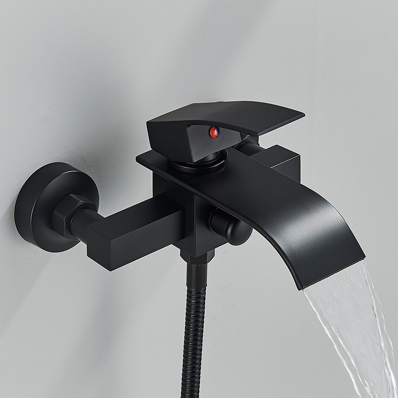 Other Faucets Showers Accs Matte Black Bathtub Waterfall Wall Mounted Cold Water Mixer For Bathroom Chrome Bath 221109