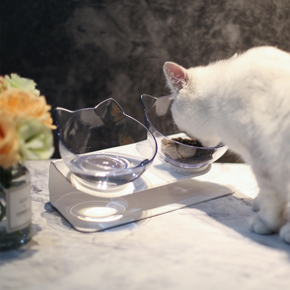 Futternäpfe für Katzen, rutschfest, doppelt, mit Halterung für Futter- und Wasserprodukte, 221109