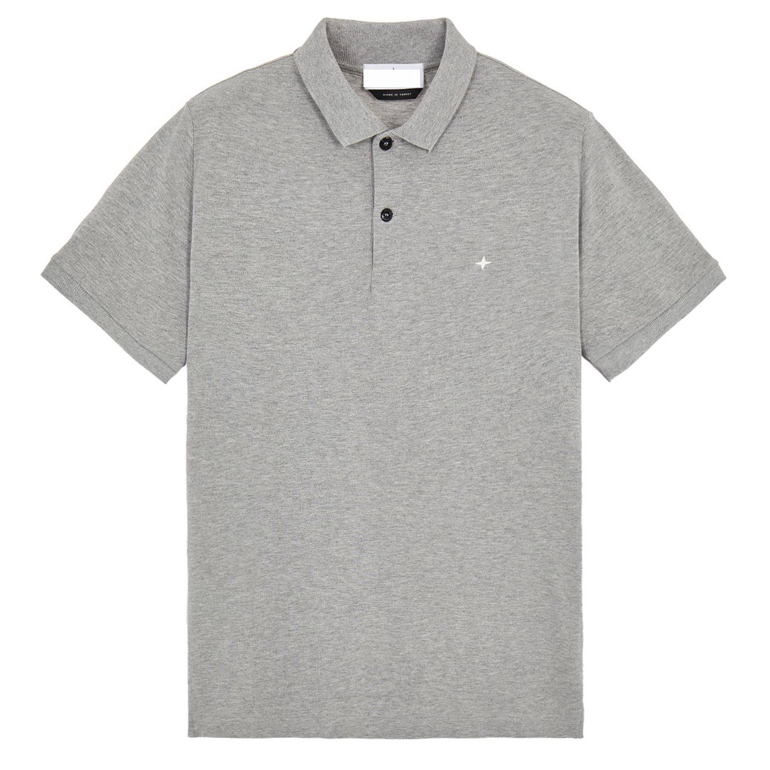Polo da uomo di marca T-shirt STONE distintivo rotondo ricamato logo ISLAND camicia classica a maniche corte in cotone casual business 10