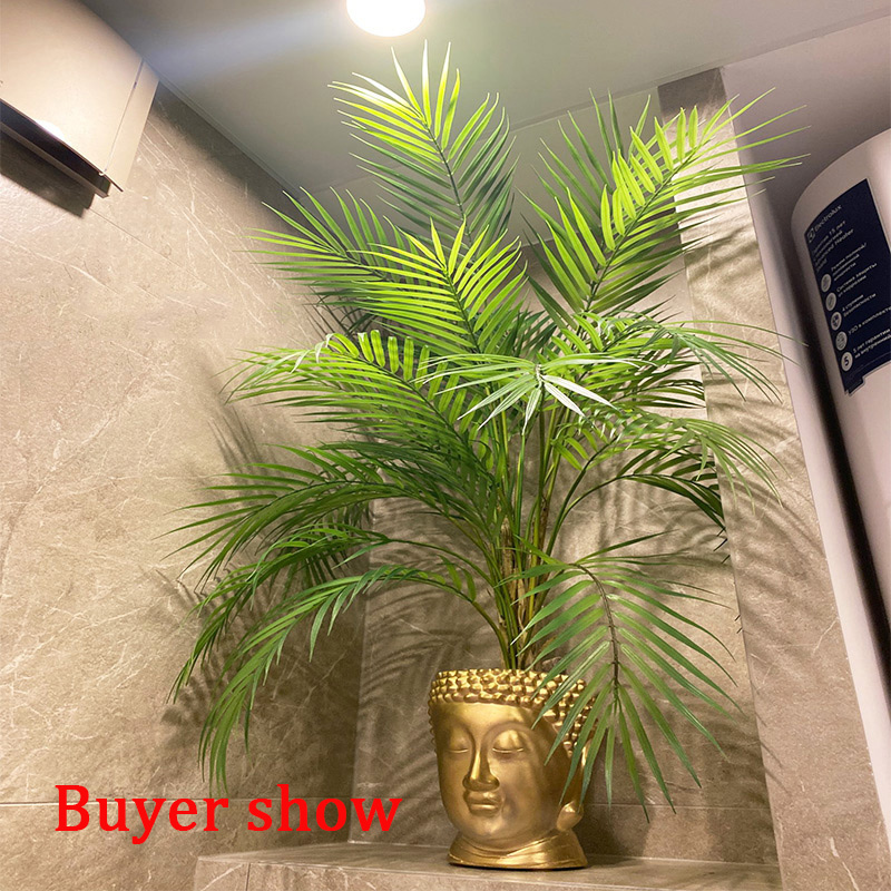 Decorative Flowers Wreaths 125cm Large Artificial Palm Tree Tropical Plants Branch Plastic Fake Leaves Green Monstera For Christmas Home Garden Room Decor 221109