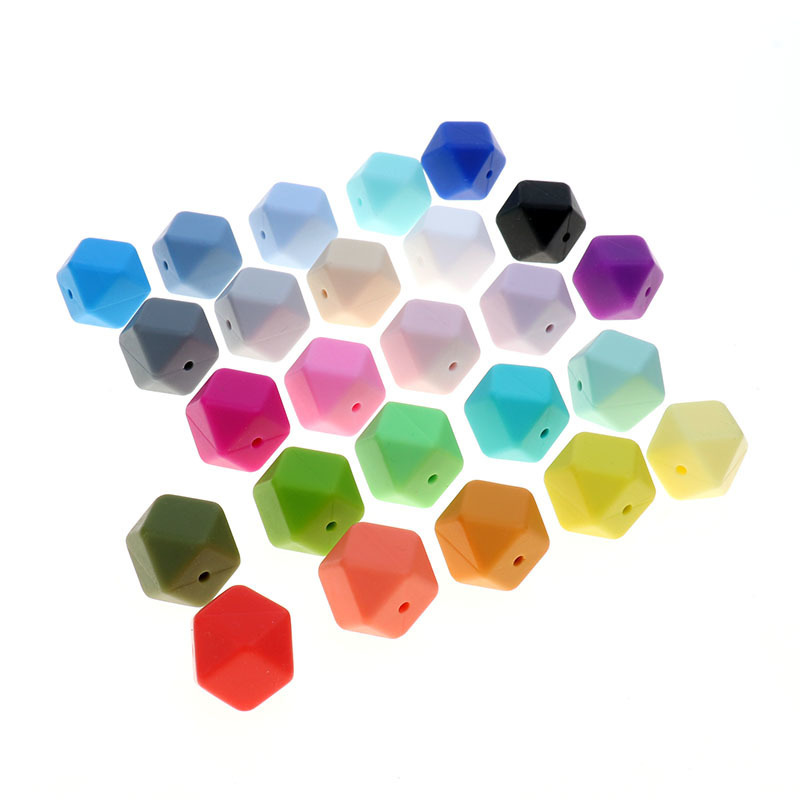 Juguetes para mordedores de bebés Fkisbox, 100 Uds., mordedor hexagonal de 14mm, cuentas de silicona, collar de dentición de silicona artesanal, cuentas sueltas Bpa para 221109250h