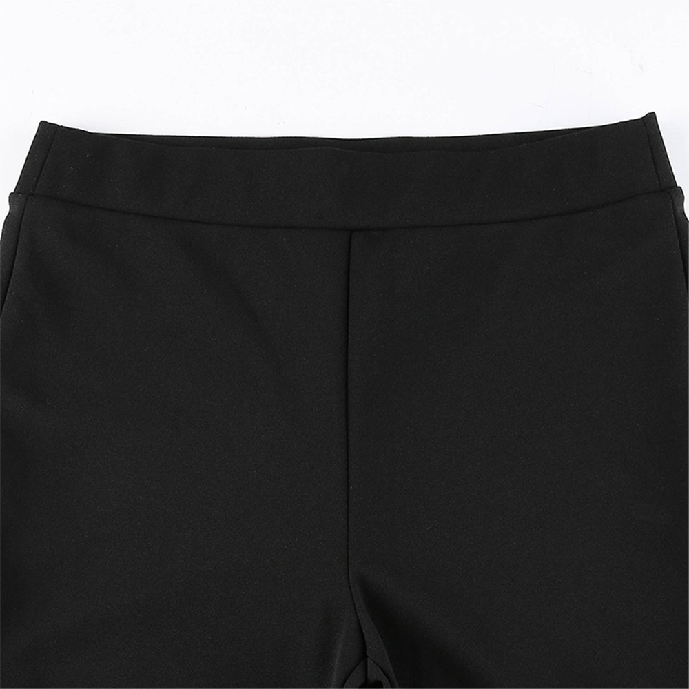 Damen-Hosen, Caprihosen, All-Match-Damenmode, elastische Taille, schwarz, ausgestellte einfarbige Hose mit hohem weitem Bein, lässige Hipster-Streetwear 221109
