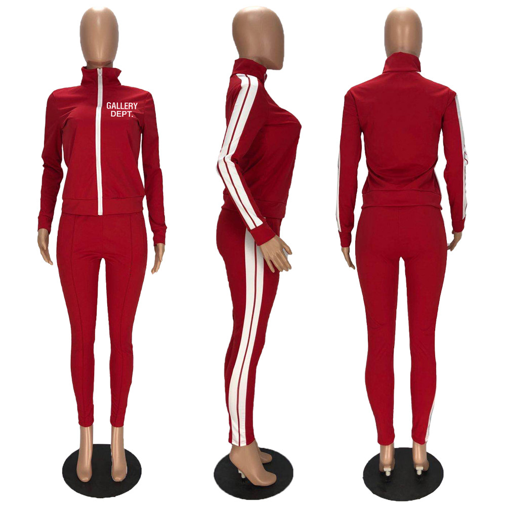 Marque de créateurs Femmes Survêtements Costumes de jogging lettre imprimée 2 pièces Ensemble à manches longues Sweatsuit col montant Tenues Sportswear veste zippée Pantalon vêtements de sport 8883-0